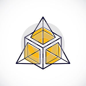 Abstract three-dimensional shape, vector design cube element.
