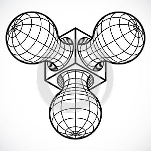 Abstract three-dimensional shape, vector design cube element.