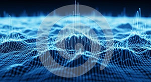 Abstract Blue Digital Sound Wave or Data Visualization image photo