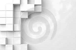 Abstract three dimensional white cube background with geometric pattern and shadow effect