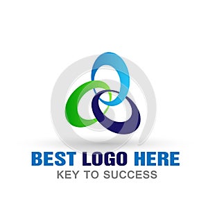 Abstract three oval Logo, success on Corporate connections communication concept Business Logo for company on white background