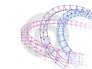 Abstract three torus connected lines dots.