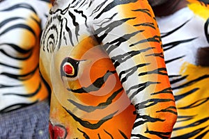 Abstract tiger stripes on human body