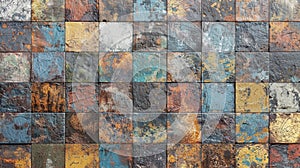 Abstract Tile Wall Pattern with Rustic Colors