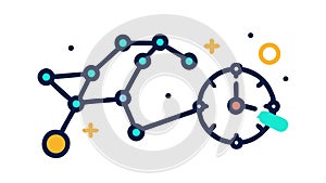 Abstract Time Network Data Flow Digital Clock Vector Design, vector design Generative AI