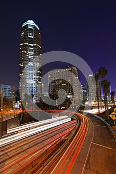 Abstract Timelapse Freeway Traffic at Night in Los