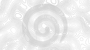 Abstract Topographic contour lines map pattern. Black and white topographical wavy relief lines