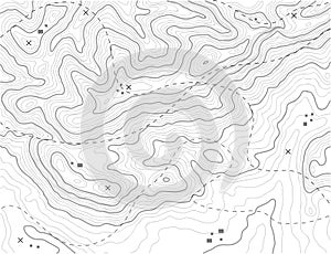 Abstract topographic isoline map background