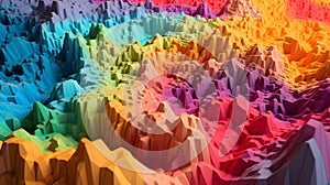 abstract topographic landscape model based on small colorful cubes, neural network generated art photo