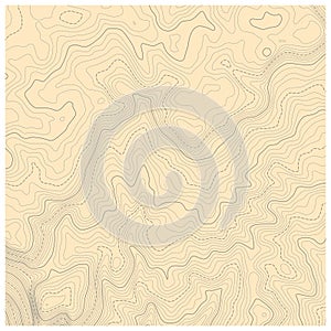 Abstract topographic map with elevation lines and yellow background