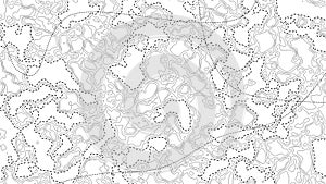 Abstract topography background from curved dotted and solid lines. Geography world. Vector topo contour map. Topographic terrain