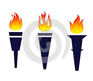 Abstract torch olympic games design collection blue icons