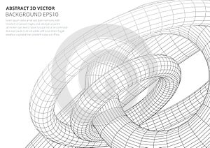 Abstract toroidal volumetric figures. The structure of geometric shapes. Optical illusion of volume.