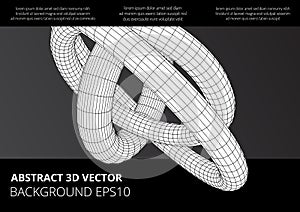 Abstract toroidal volumetric figures. The structure of geometric shapes. Optical illusion of volume.