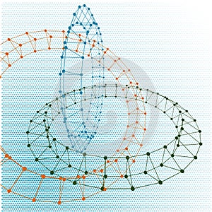 Abstract torus dotted lines connected to graphics.