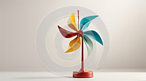 Abstract toy windmill isolated on white background. 3d render.