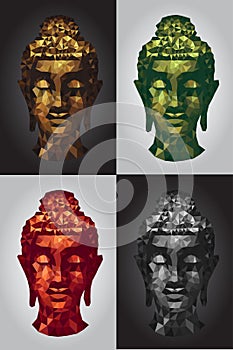 Abstract tradition head buddha polygon set