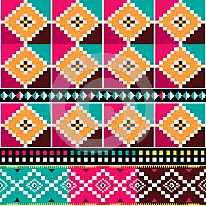 African Kente textile seamless vector pattern, retro nwentoma mud cloth style vector design