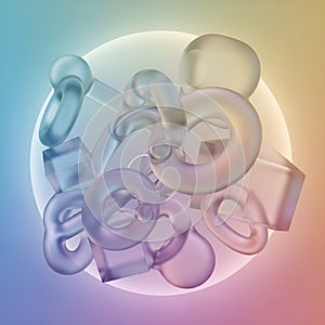 Abstract Translucent 3D Shapes on Gradient Background