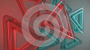 Abstract Translucent Triangle Geometric Shapes, Red and Teal Gradient Background