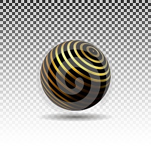 Abstract transparent background with darkand gold ball and shadow