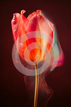 abstract transparent diaphanous ethereal one tulip generative AI photo