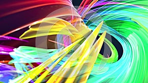 Abstract transparent ribbons in motion as seamless creative background. Colorful stripes twist in a circular formation
