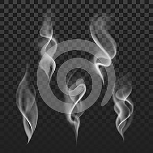 Abstract transparent smoke hot white steam isolated on checkered background
