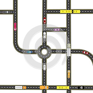 Abstract transportation hub. The intersections of various roads. Roundabout Circulation. Transport. illustration