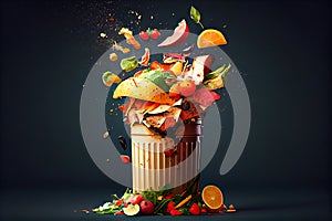 Abstract trash can with trash. Generative AI, Generative, AI
