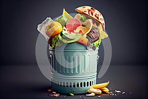 Abstract trash can with trash. Generative AI, Generative, AI
