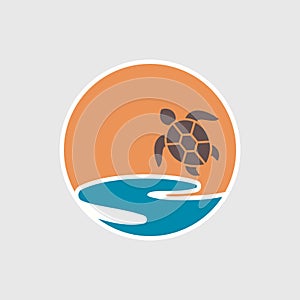 Abstract travel logo with turtle. Vector image.