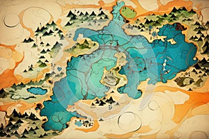 Abstract treasure map abstract map background Retro style