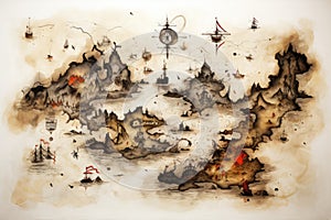Abstract treasure map abstract map background Retro style