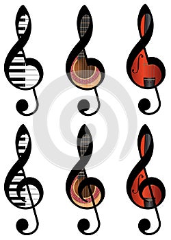 Abstract treble clefs