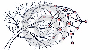 Abstract Tree Brain Network, Conceptual Growth, vector design Generative AI