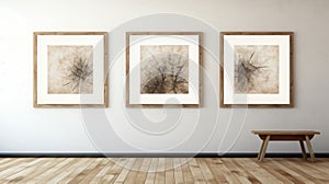Abstract Tree Branch Artwork: Sepia Tone Explosions On Wall