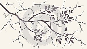 Abstract Tree Branch with Stylized Leaves, vector design Generative AI