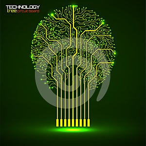 Abstract tree of circuit board, technology illustration