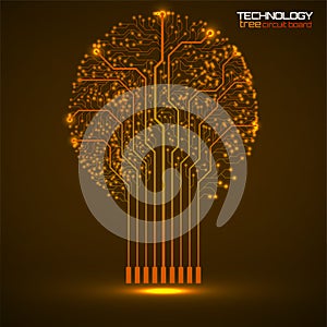 Abstract tree of circuit board, technology illustration