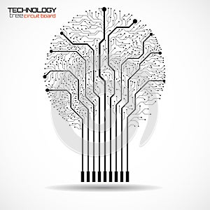 Abstract tree of circuit board on white background, technology illustration