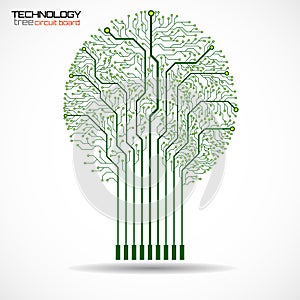 Abstract tree of circuit board on white background, technology illustration