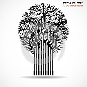 Abstract tree of circuit board on white background, technology illustration