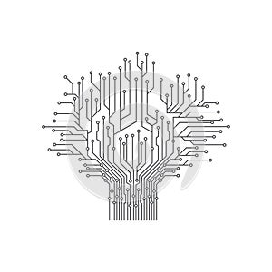 Abstract Tree Electronic Printed Circuit Board Vector Illustration