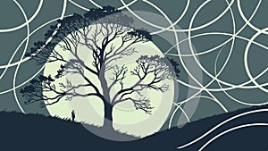 Abstract Tree Encased in Circular Design, vector design Generative AI