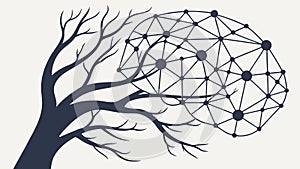 Abstract Tree with Interconnected Network Branches, vector design Generative AI