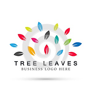 Abstract tree leaves logo icon element vector for business on white background