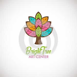 Abstract tree logo design template. Logotype icon. Vector design for beauty or yoga studio, wedding salon or photography studio