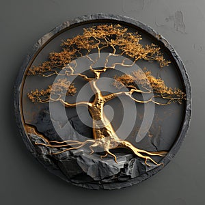 abstract tree logo in the shape of a circle
