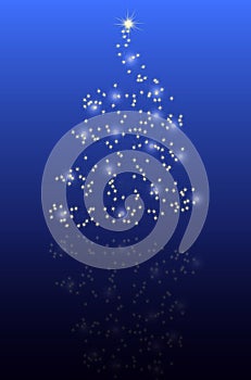 Abstract tree with reflection on a blue background